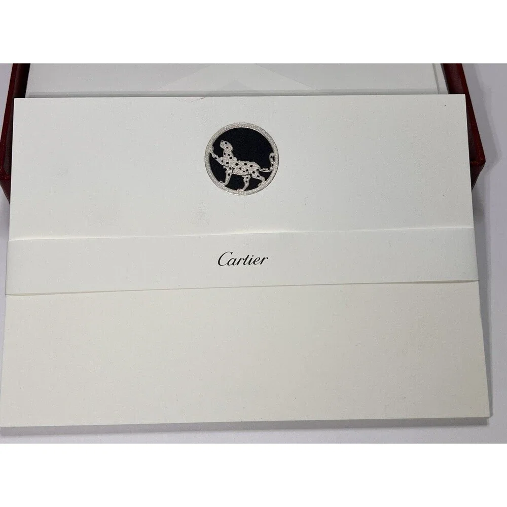 Vintage Cartier Panther Stationery Set10 (Rare) Gold Embossed Cards & Envelopes.